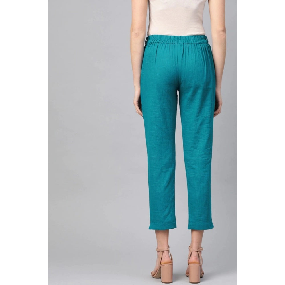 Casual  Solid Cotton Slub Trouser Pant