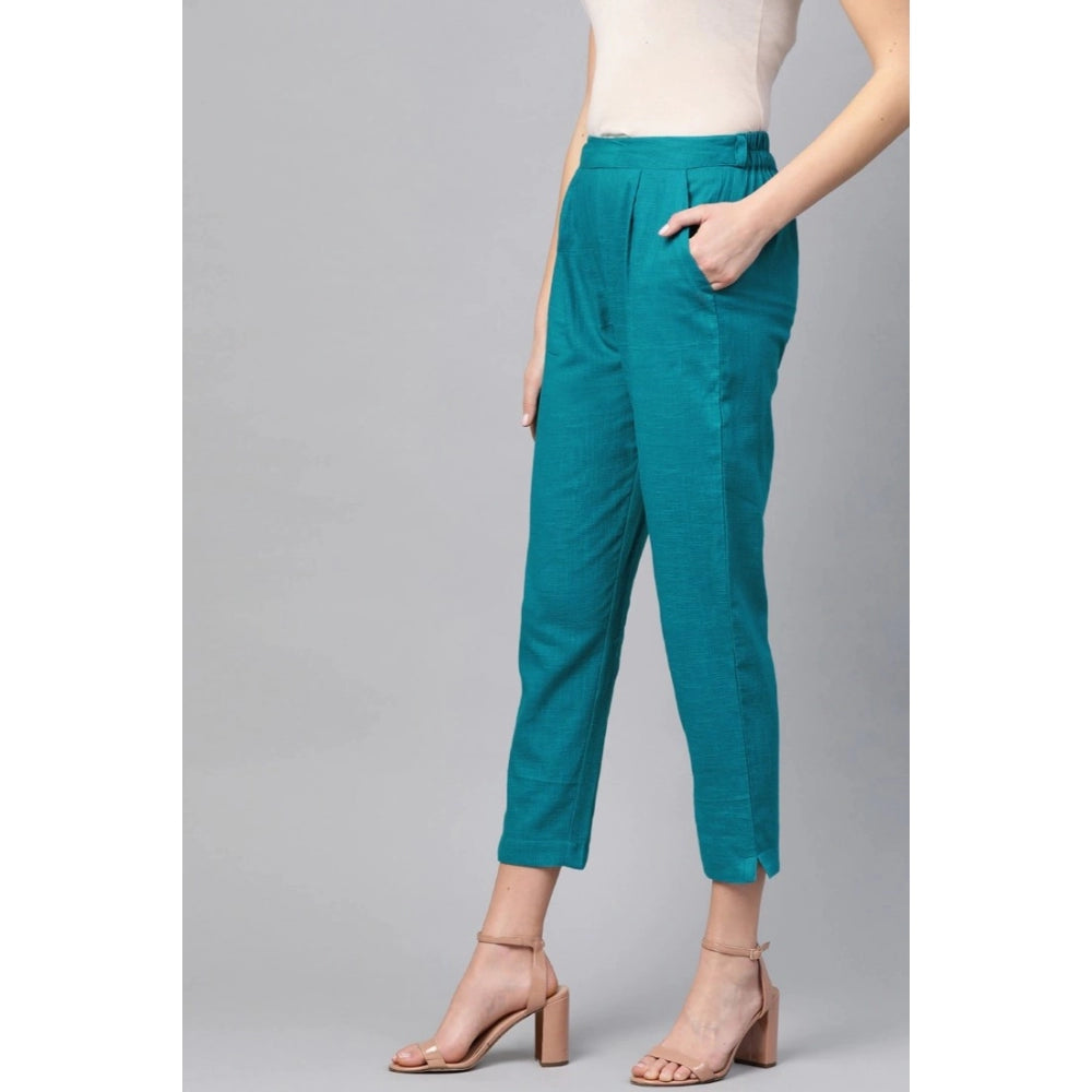 Casual  Solid Cotton Slub Trouser Pant