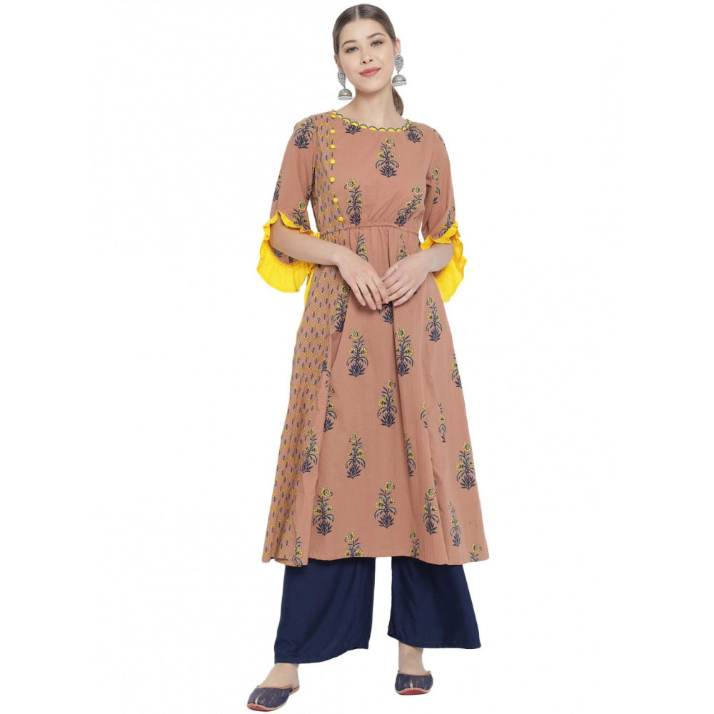 Casual 3/4 th Sleeve Floral Printed Cotton Kurti