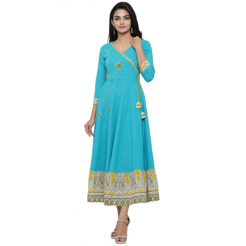 Casual 3/4 th Sleeve Embroidery Cotton Blend Kurti