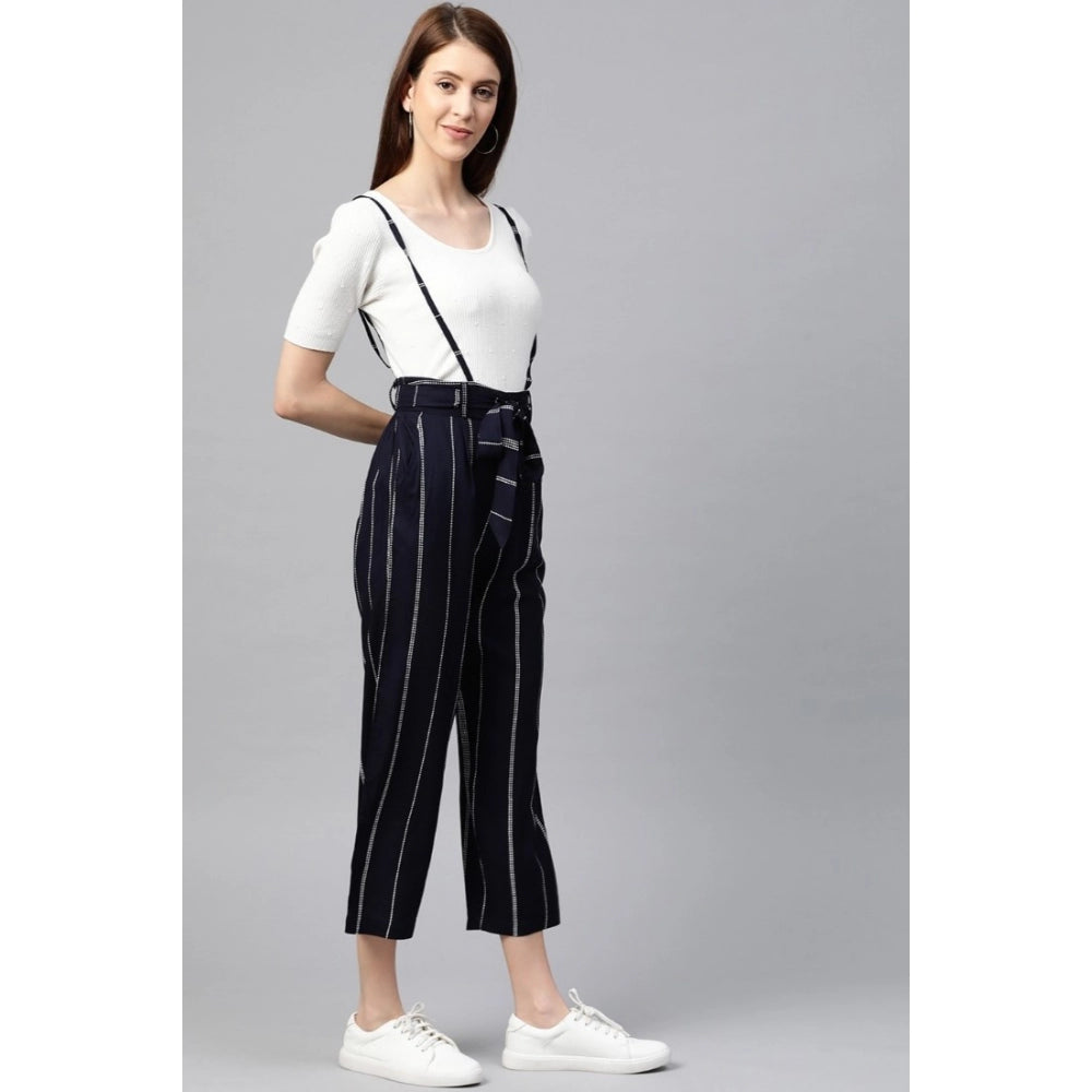 Casual Short Sleeve Striped Rayon Dungaree