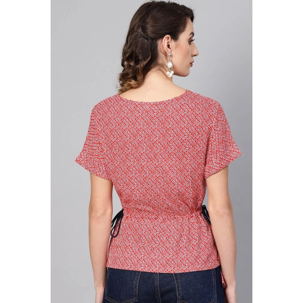 Casual Short Sleeve Geometric Rayon Top