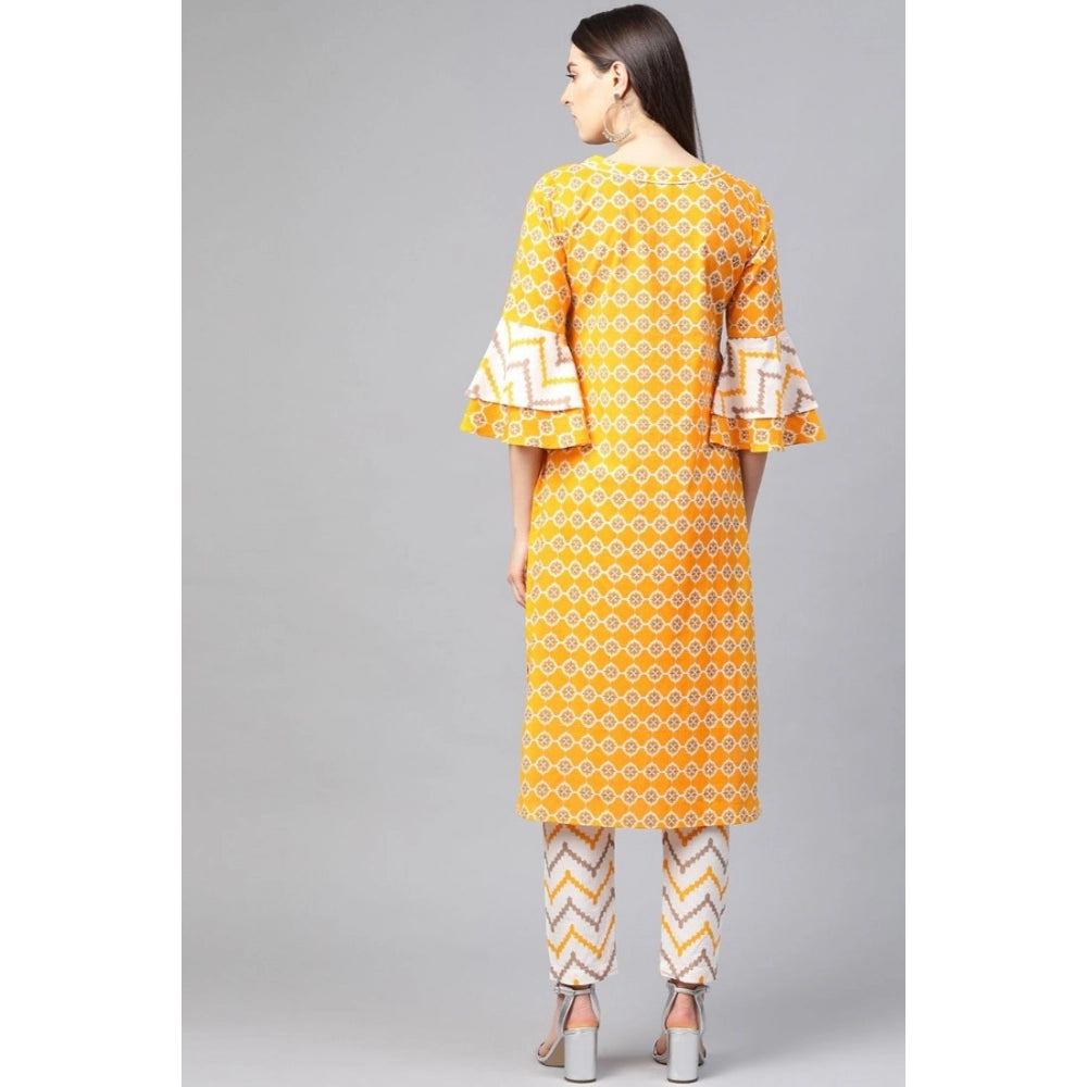 Casual 3/4 th Sleeve Floral Printed Cotton Kurti Set