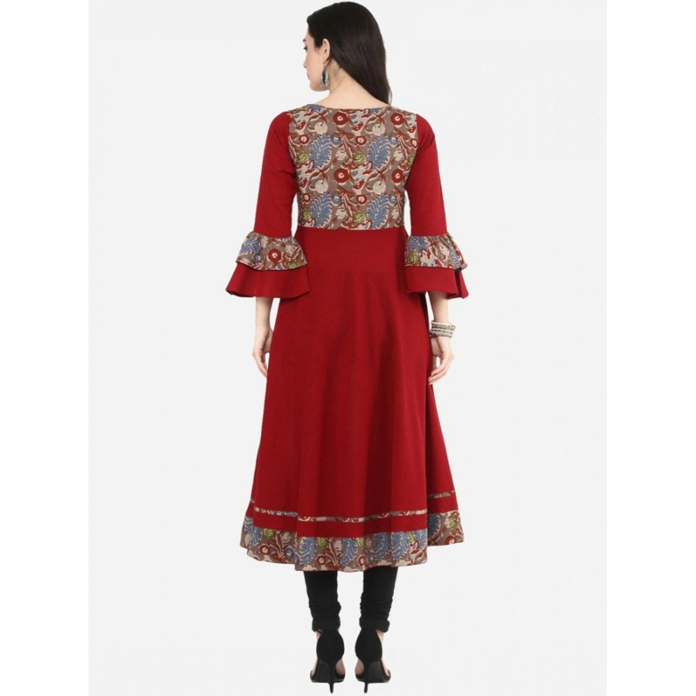 Casual Bell Sleeves Printed Cotton Kurti