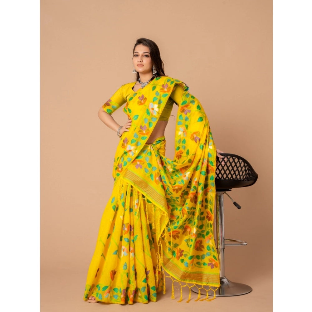   Cotton Printed Saree With Unstitched Blouse