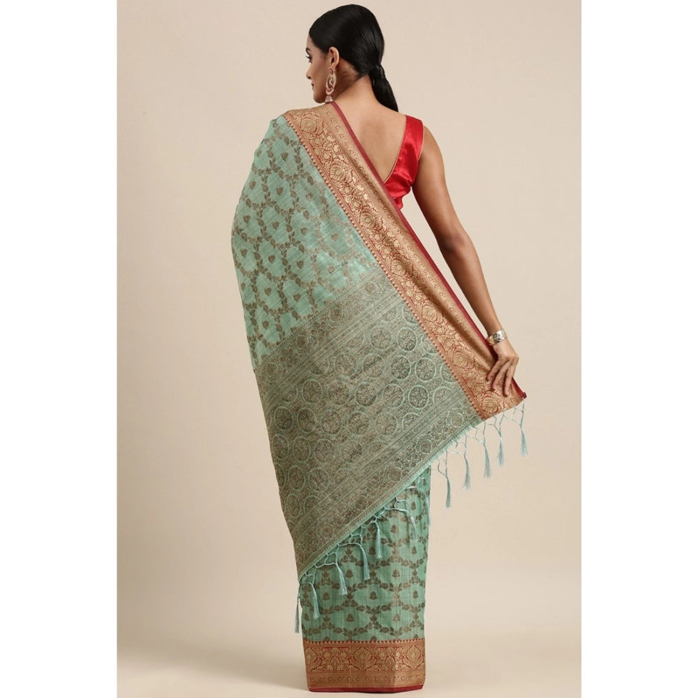   Chanderi Cotton Printed Saree With Unstitched Blouse