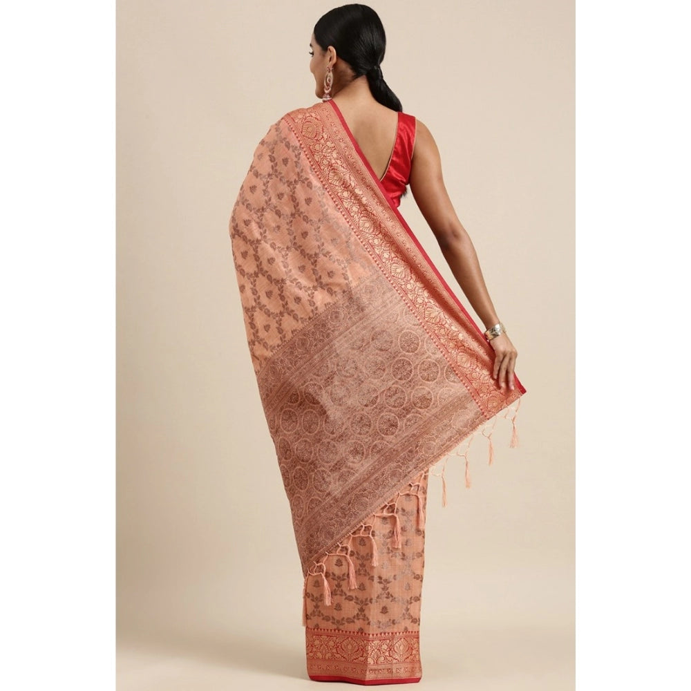   Chanderi Cotton Printed Saree With Unstitched Blouse