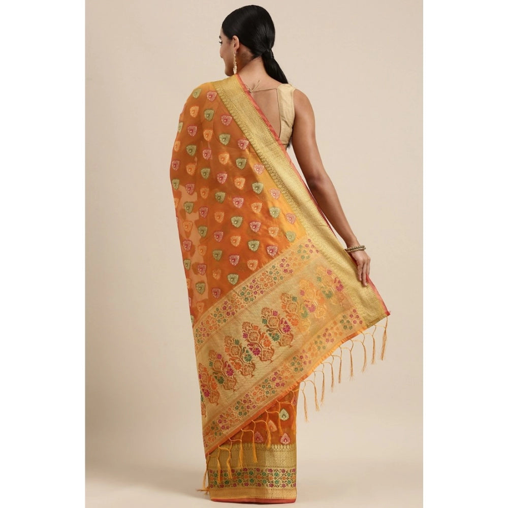   Organza Printed Saree With Unstitched Blouse