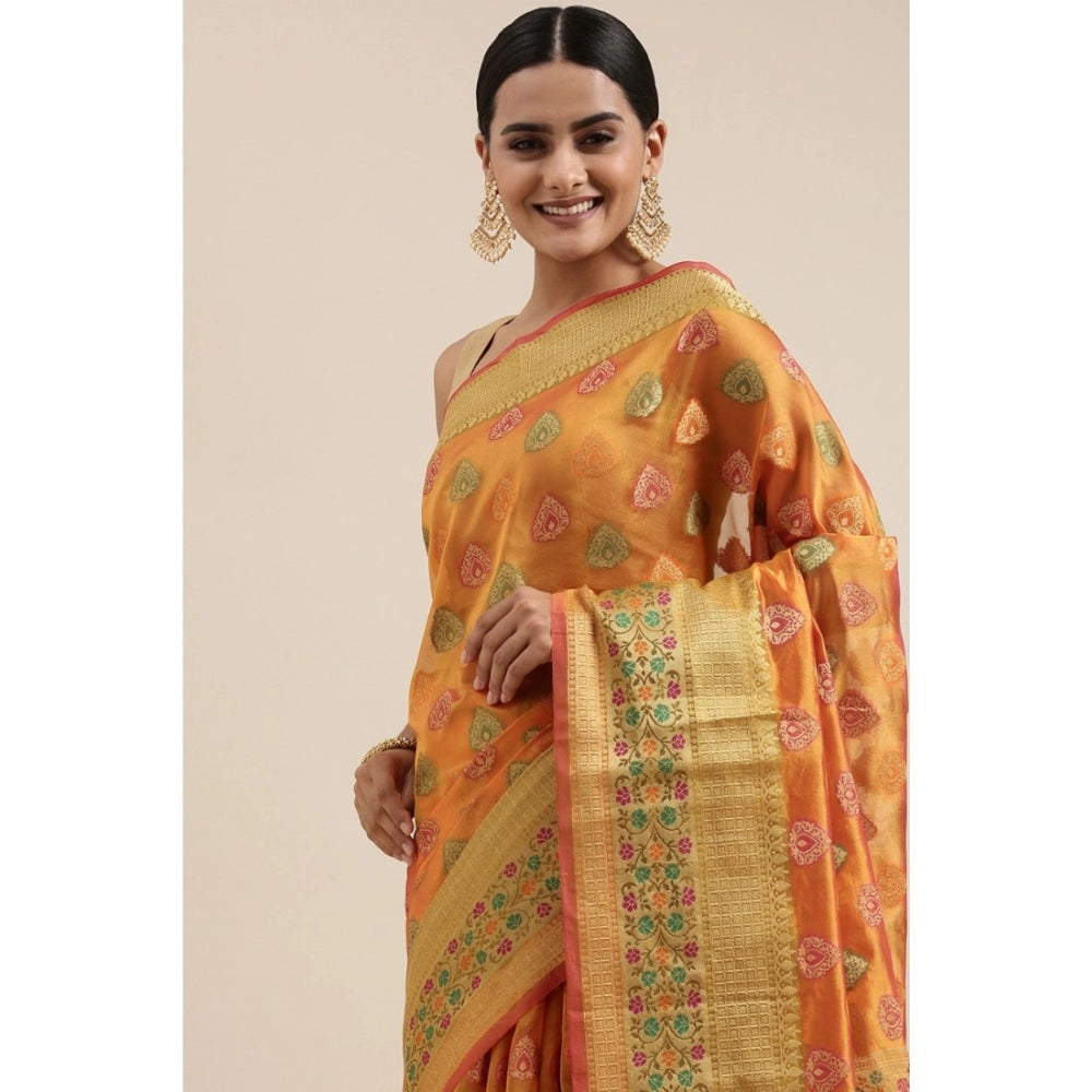   Organza Printed Saree With Unstitched Blouse