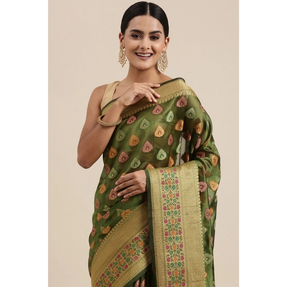   Organza Printed Saree With Unstitched Blouse