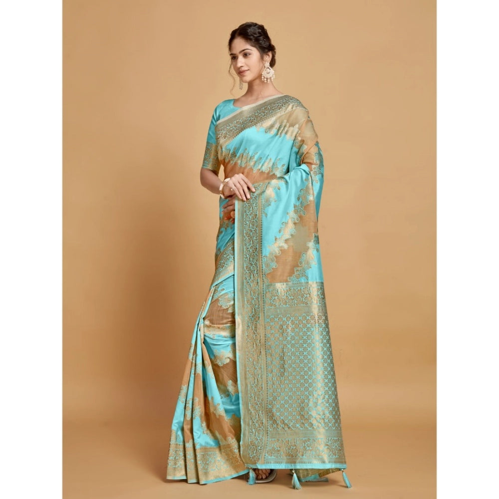   Linen Printed Saree With Unstitched Blouse