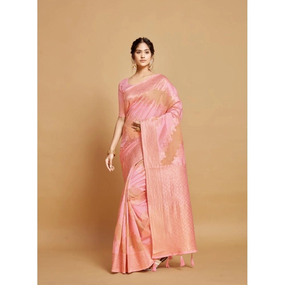   Linen Printed Saree With Unstitched Blouse