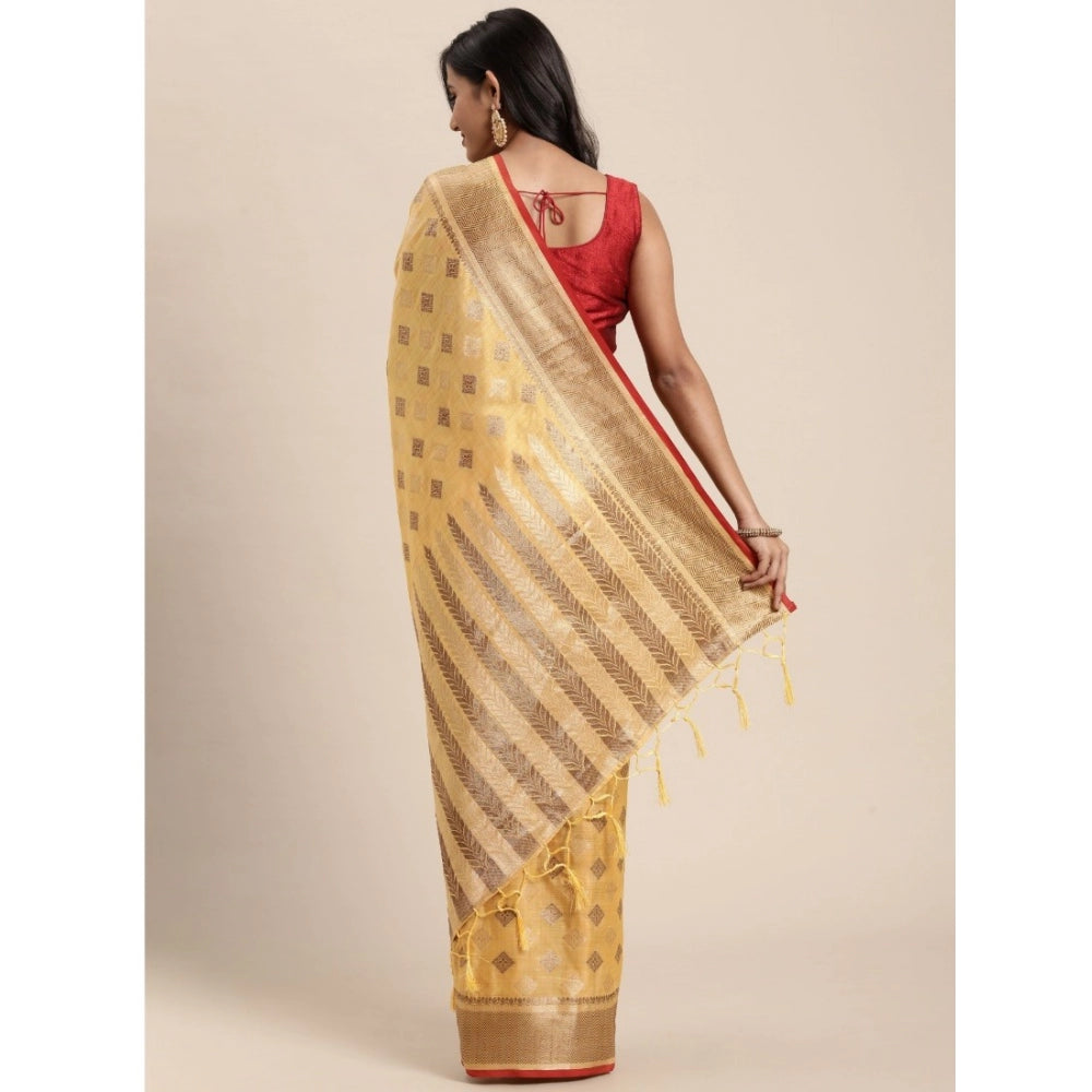   Chanderi Cotton Printed Saree With Unstitched Blouse