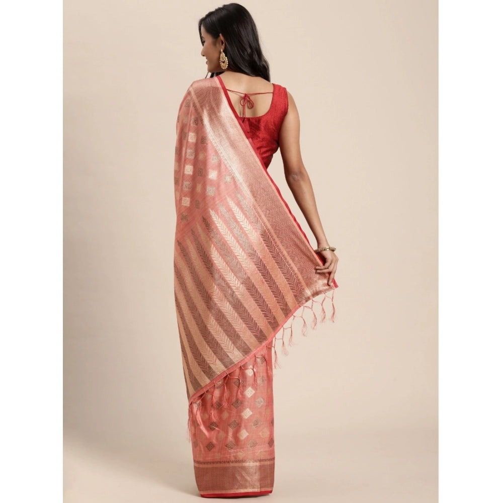   Chanderi Cotton Printed Saree With Unstitched Blouse