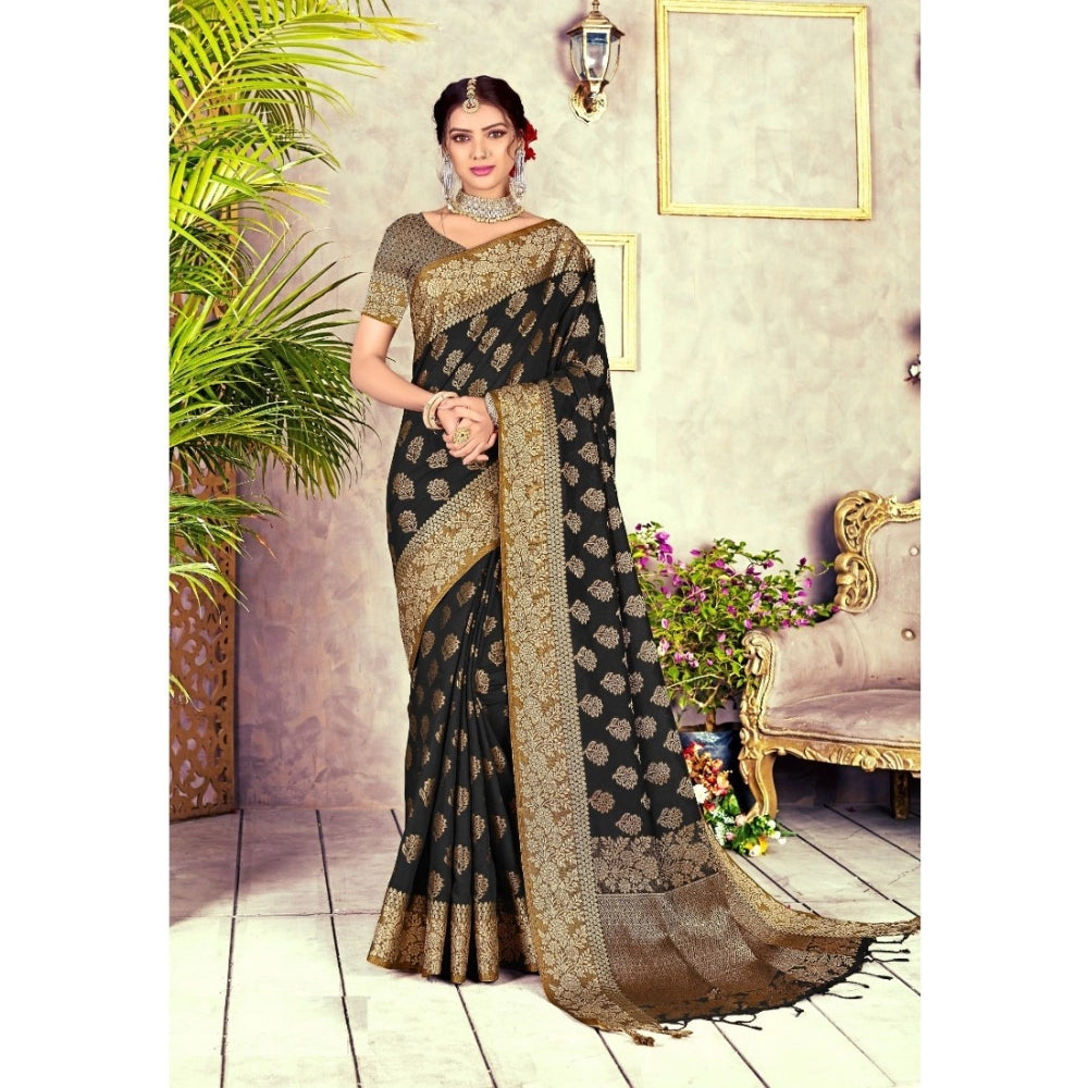   Chanderi Cotton Printed Saree With Unstitched Blouse