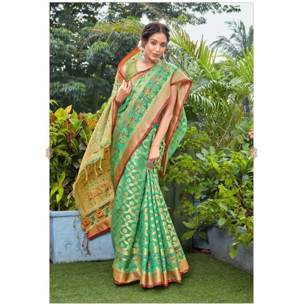   Organza Printed Saree With Unstitched Blouse