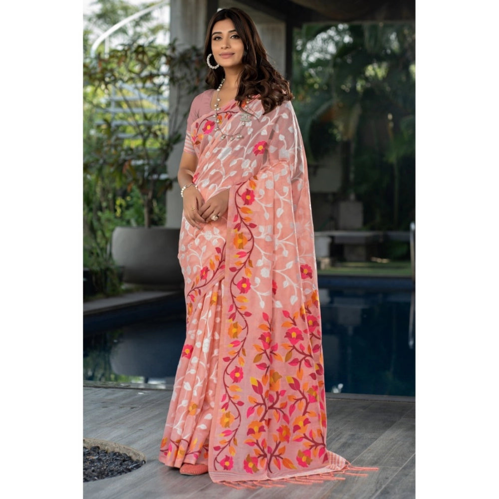   Cotton Printed Saree With Unstitched Blouse