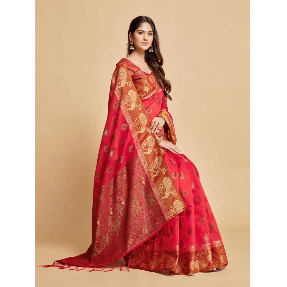   Organza Printed Saree With Unstitched Blouse