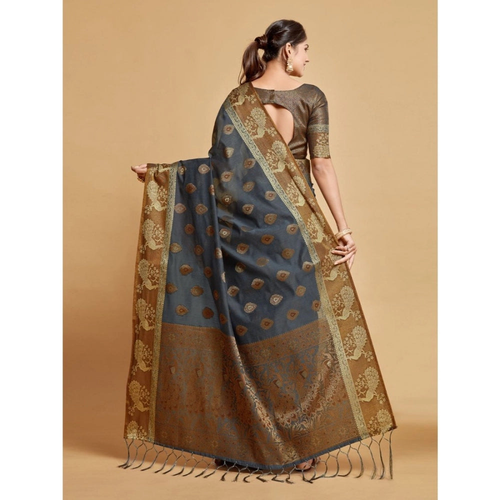   Organza Printed Saree With Unstitched Blouse