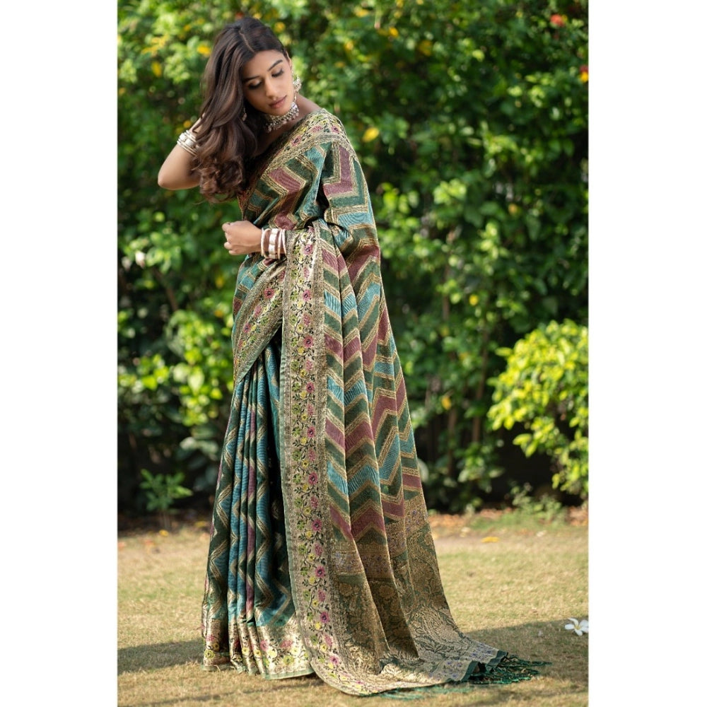   Organza Printed Saree With Unstitched Blouse