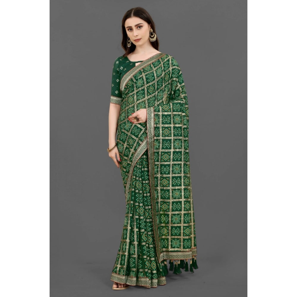   Soft Silk Printed Saree With Unstitched Blouse