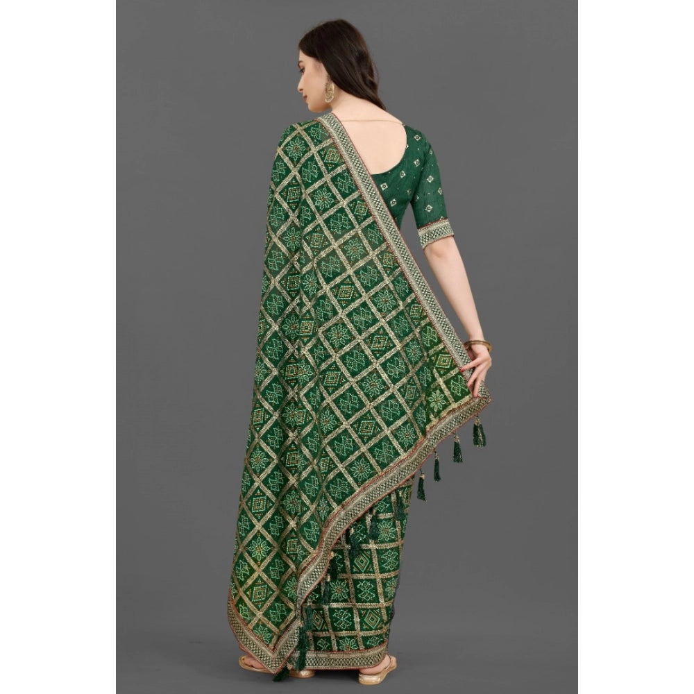   Soft Silk Printed Saree With Unstitched Blouse