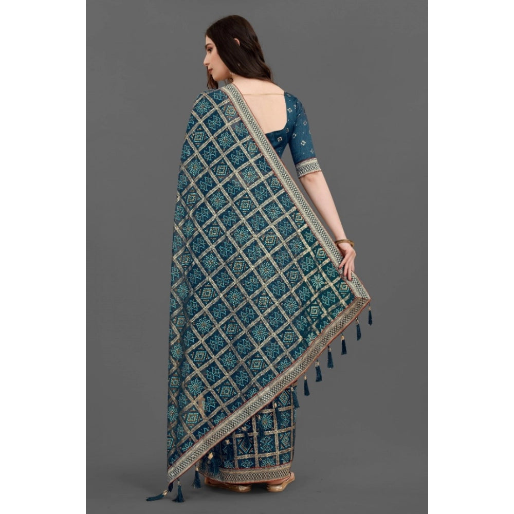   Soft Silk Printed Saree With Unstitched Blouse