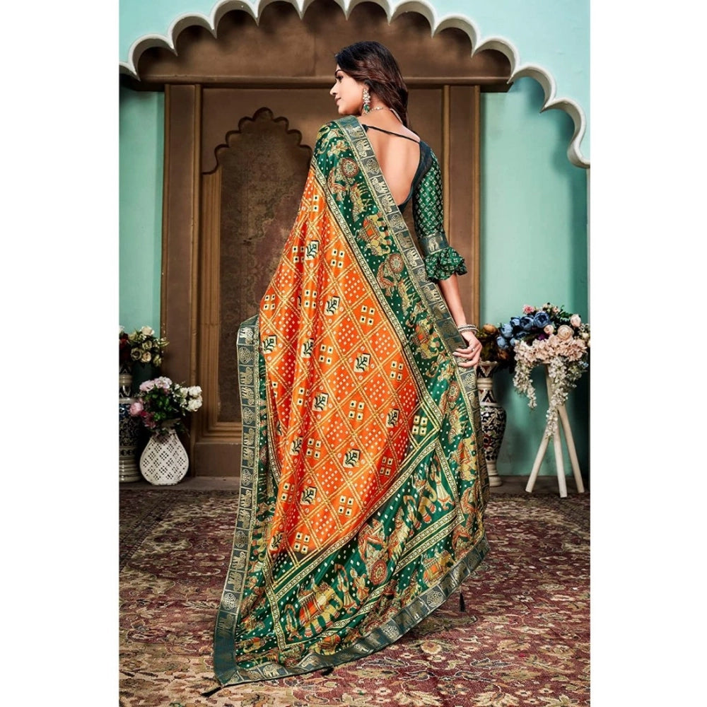   Soft Silk Printed Saree With Unstitched Blouse