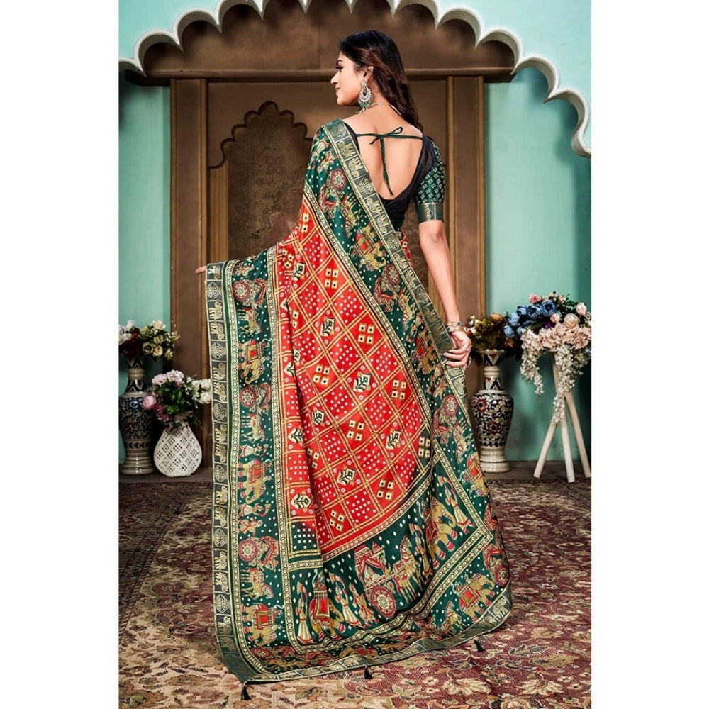   Soft Silk Printed Saree With Unstitched Blouse