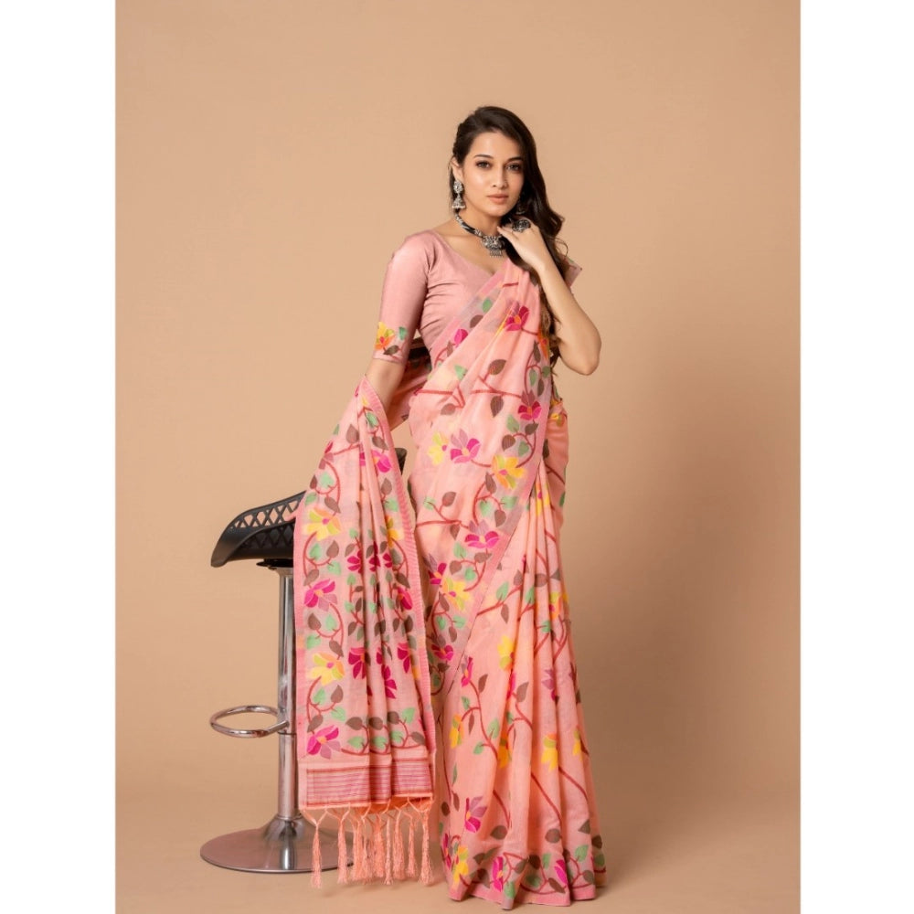   Cotton Printed Saree With Unstitched Blouse