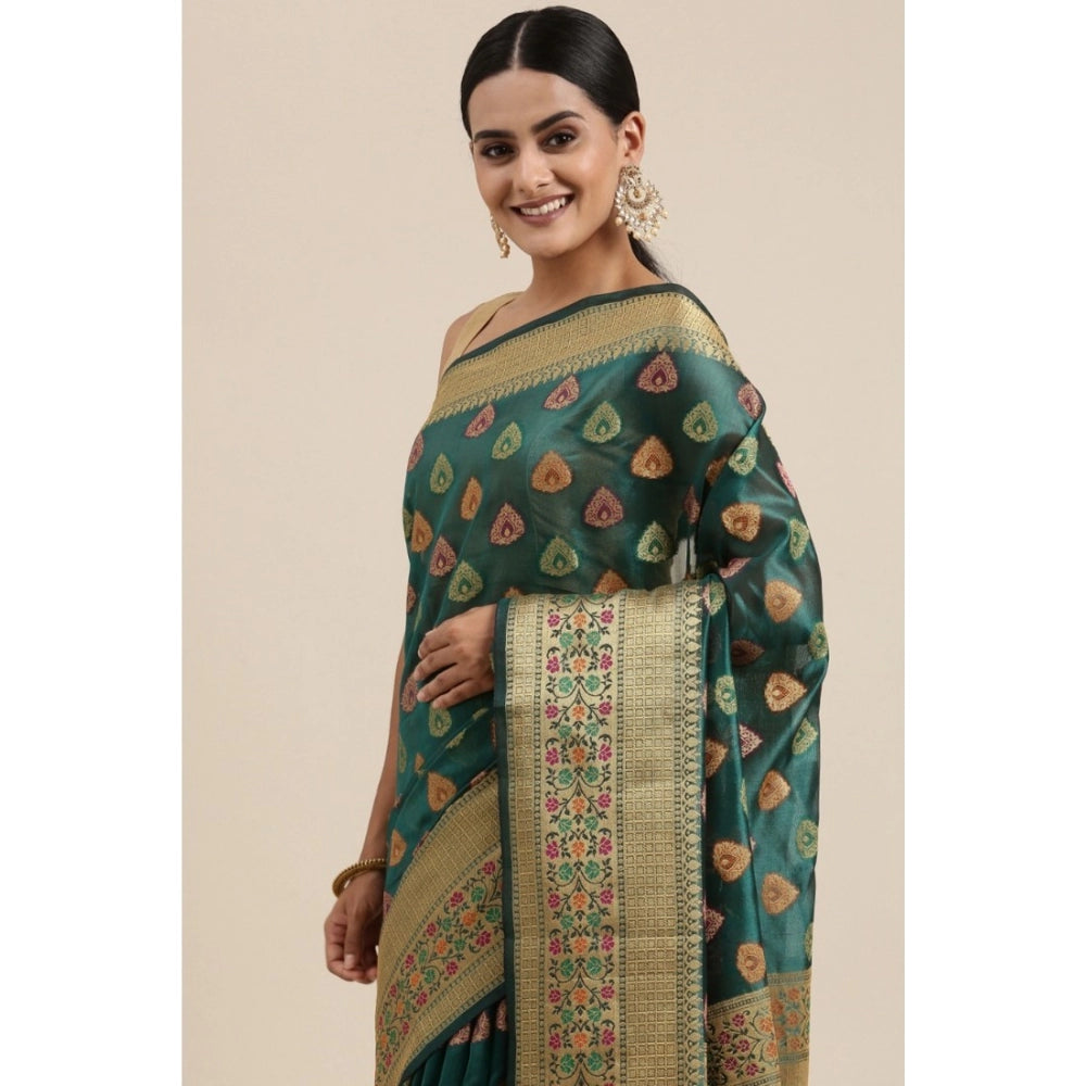   Organza Printed Saree With Unstitched Blouse