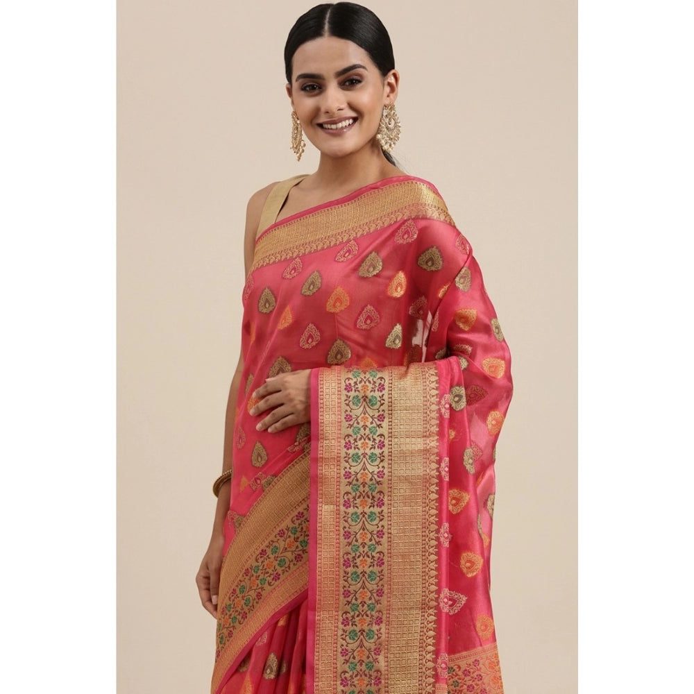   Organza Printed Saree With Unstitched Blouse