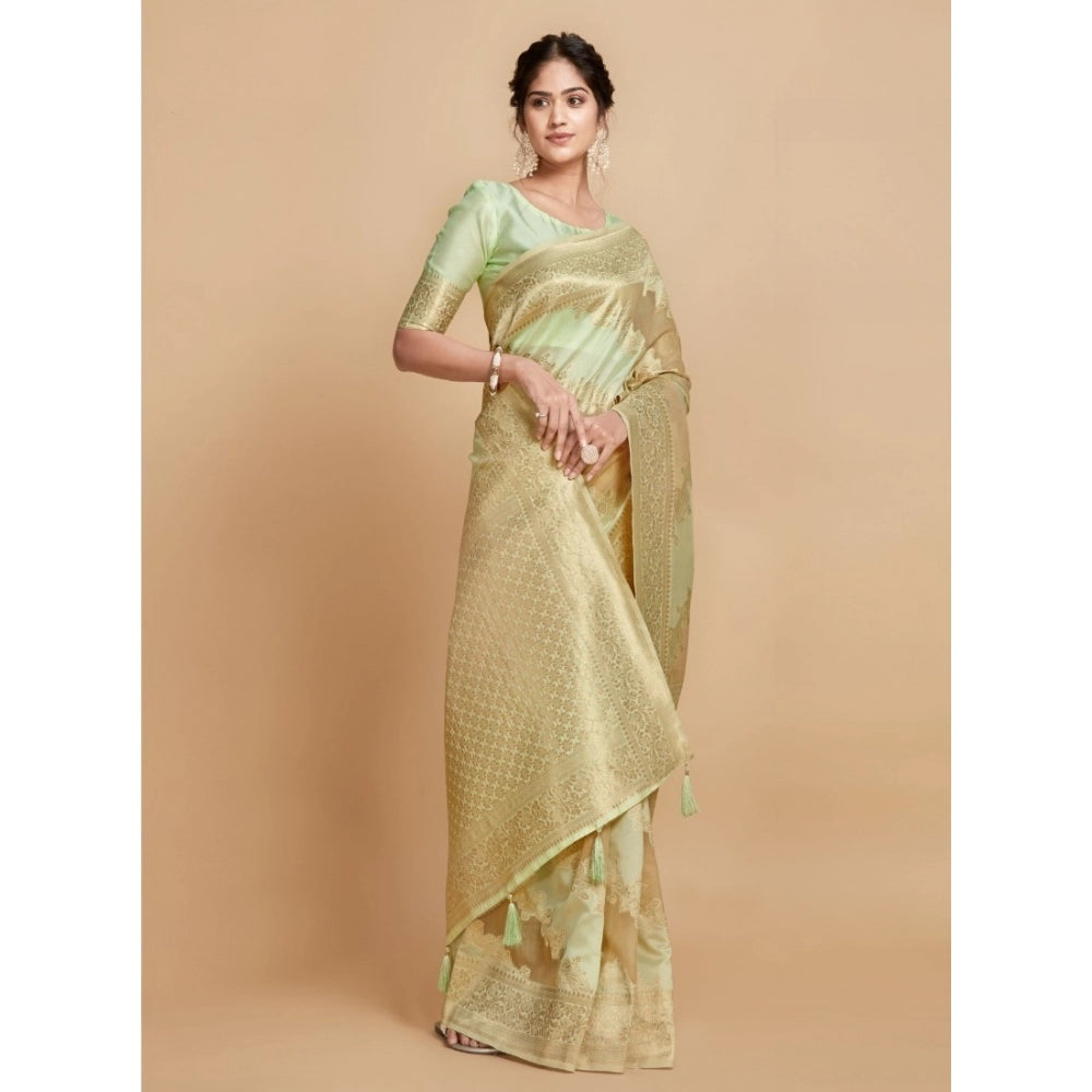   Linen Printed Saree With Unstitched Blouse