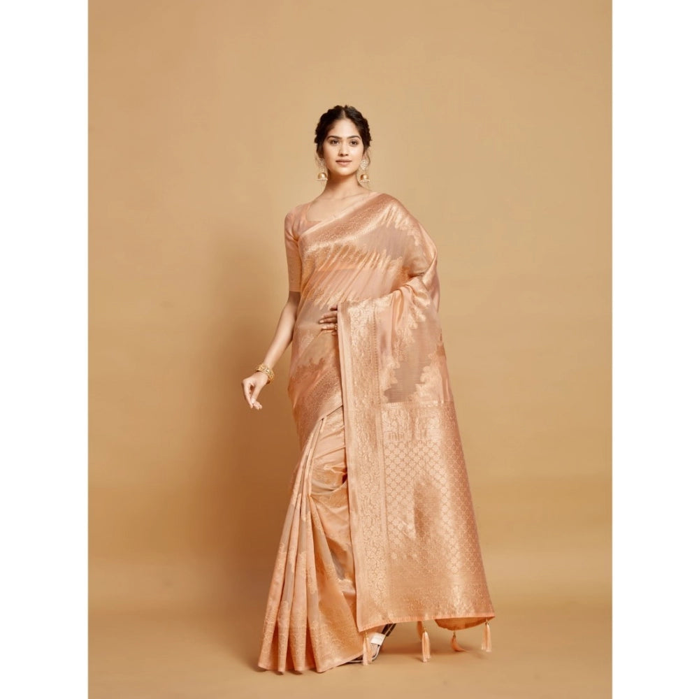   Linen Printed Saree With Unstitched Blouse