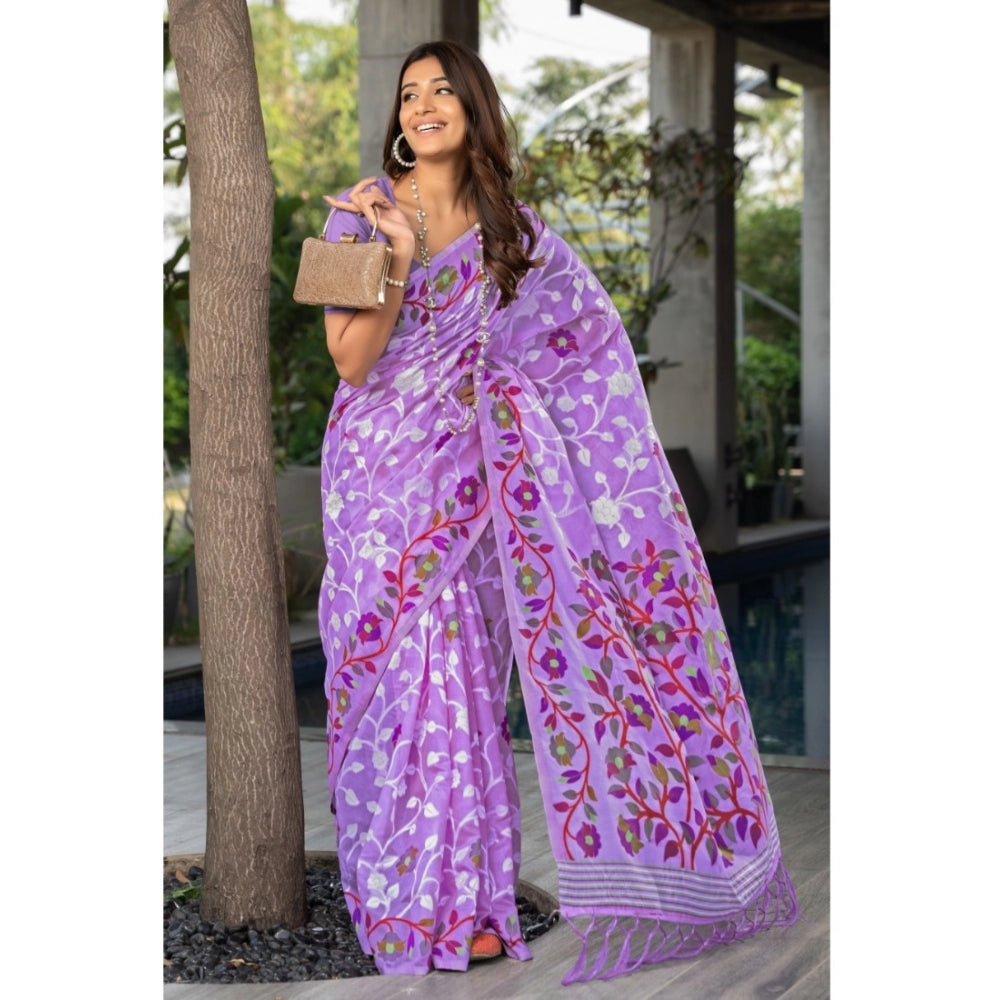   Cotton Printed Saree With Unstitched Blouse