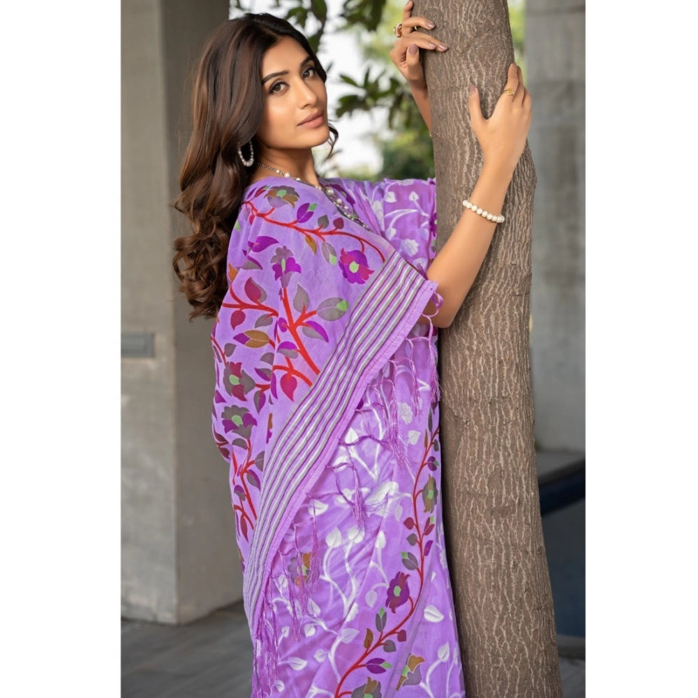   Cotton Printed Saree With Unstitched Blouse