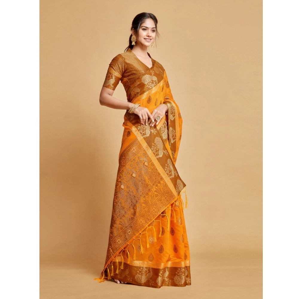   Organza Printed Saree With Unstitched Blouse