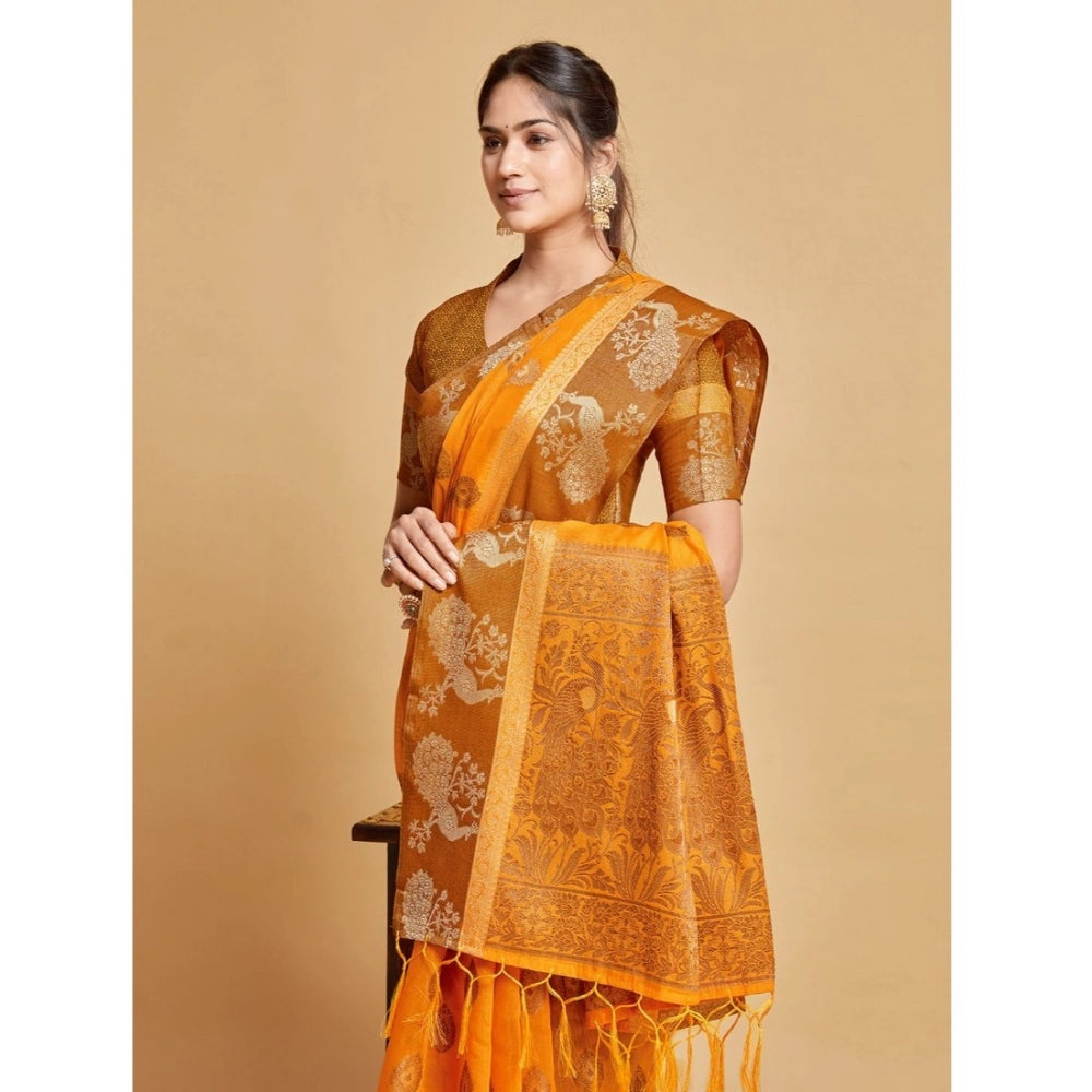   Organza Printed Saree With Unstitched Blouse