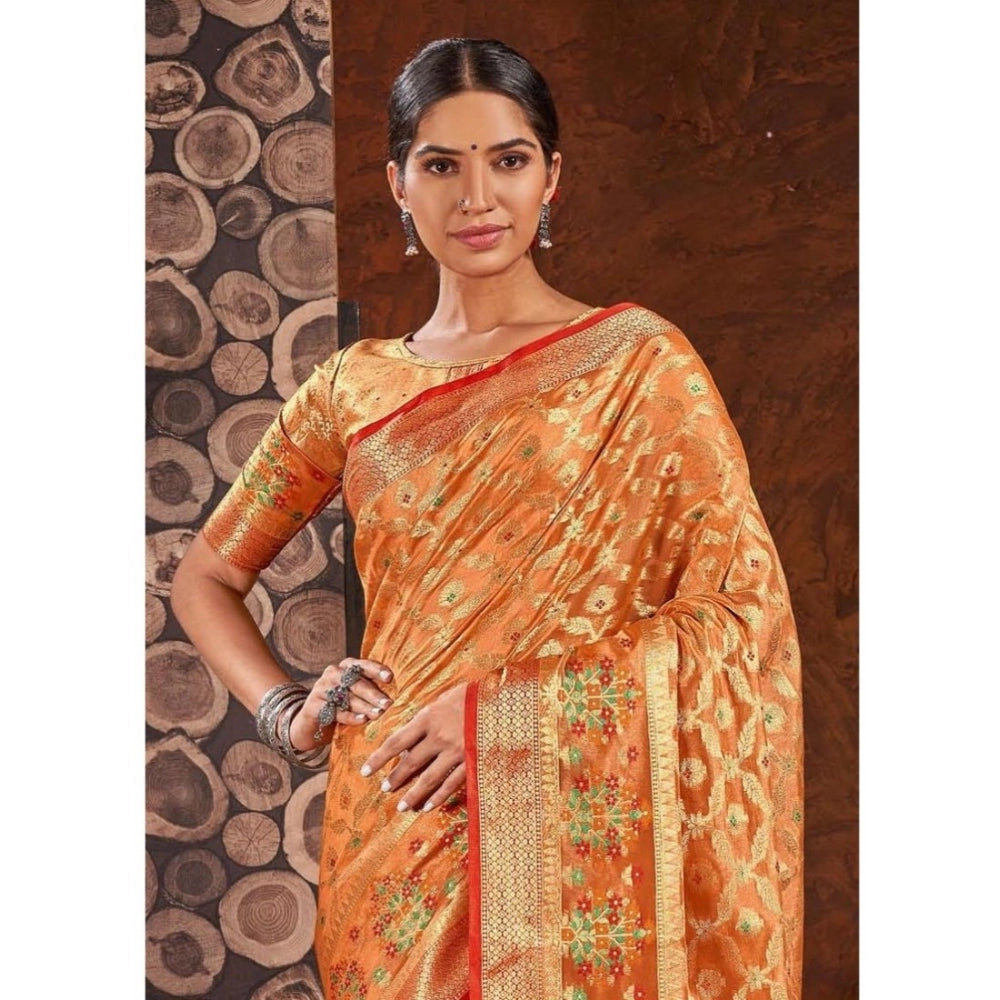   Organza Printed Saree With Unstitched Blouse