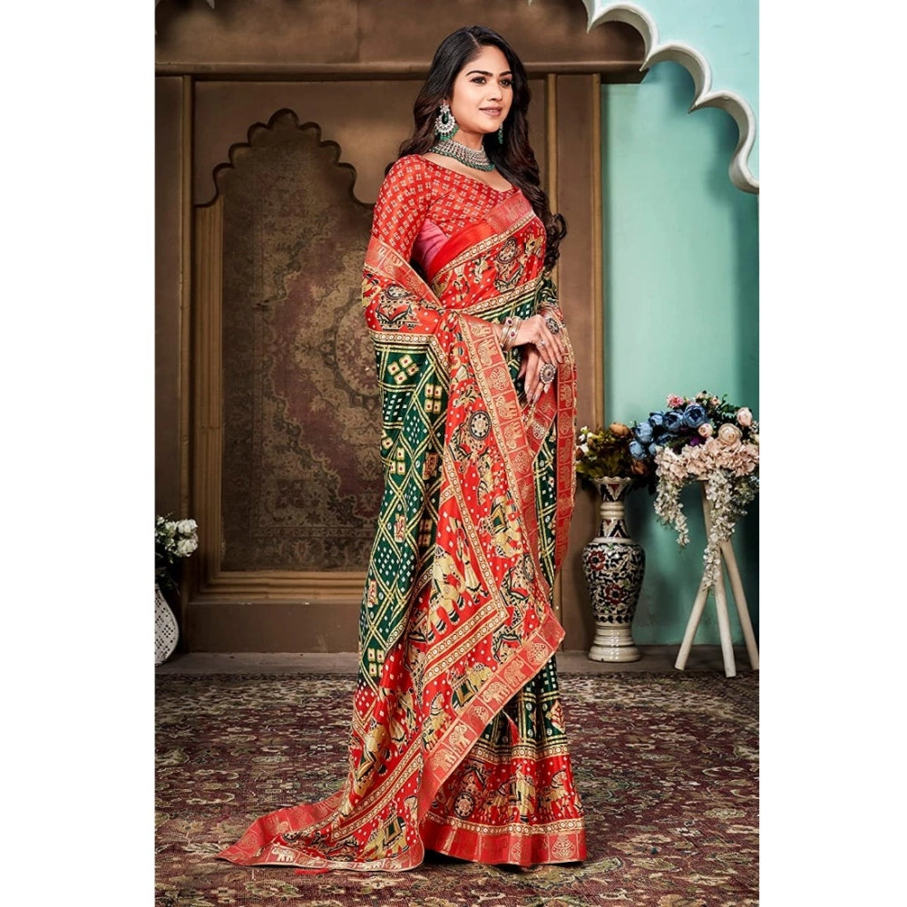   Soft Silk Printed Saree With Unstitched Blouse