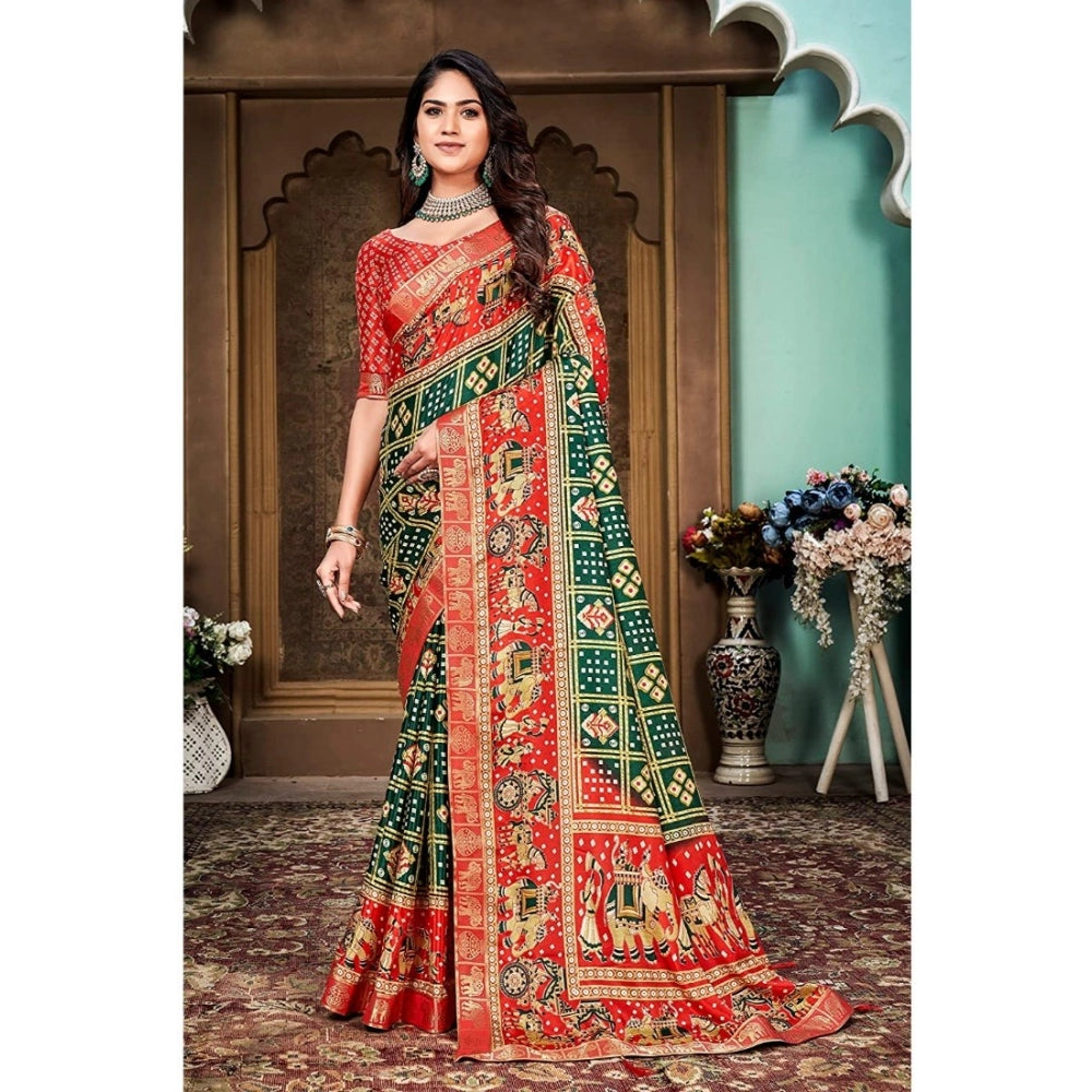   Soft Silk Printed Saree With Unstitched Blouse