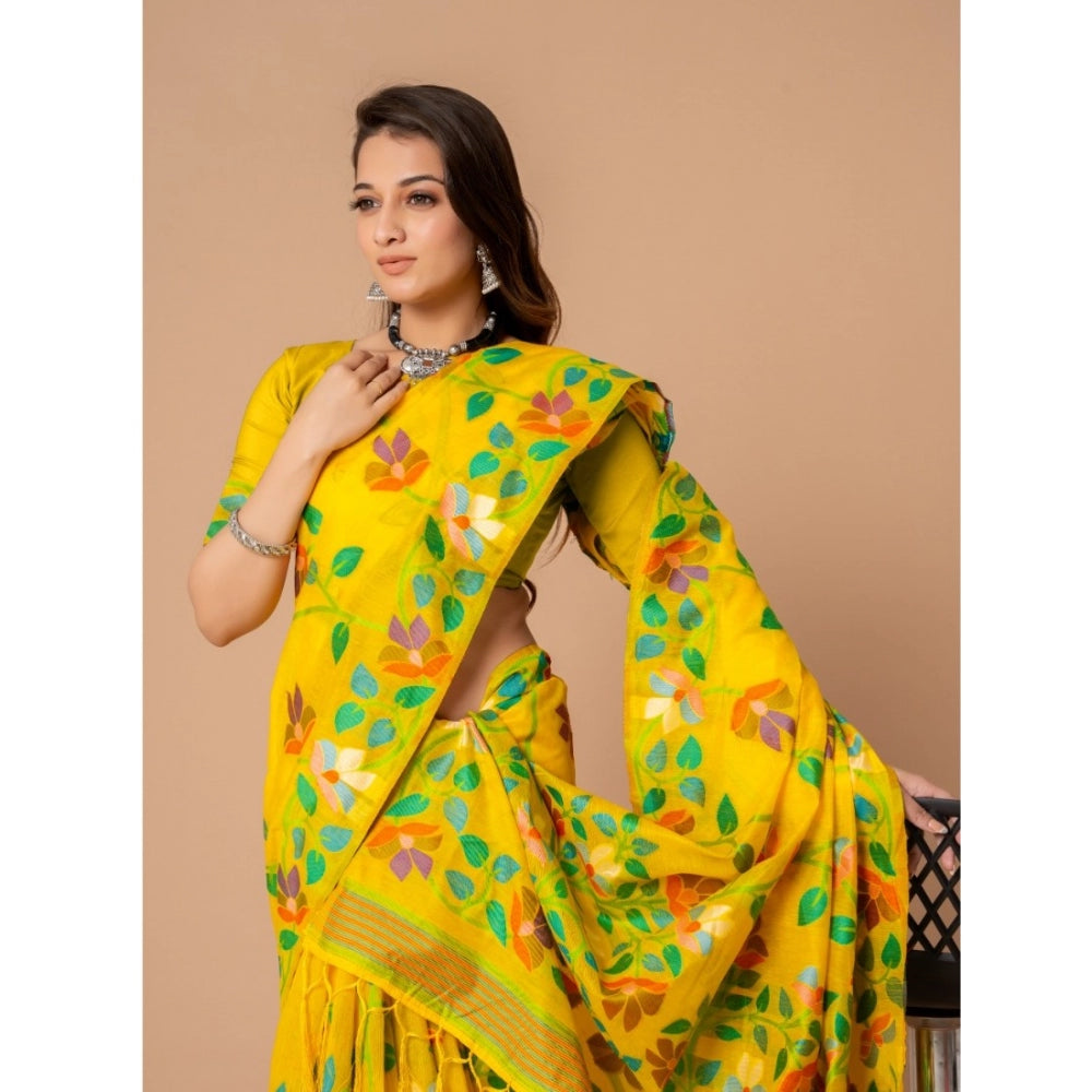   Cotton Printed Saree With Unstitched Blouse