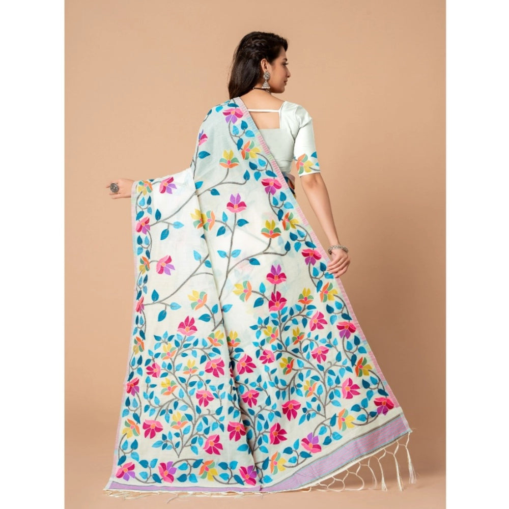   Cotton Printed Saree With Unstitched Blouse