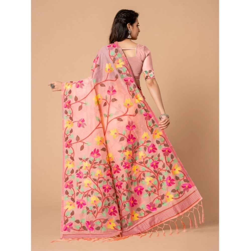   Cotton Printed Saree With Unstitched Blouse