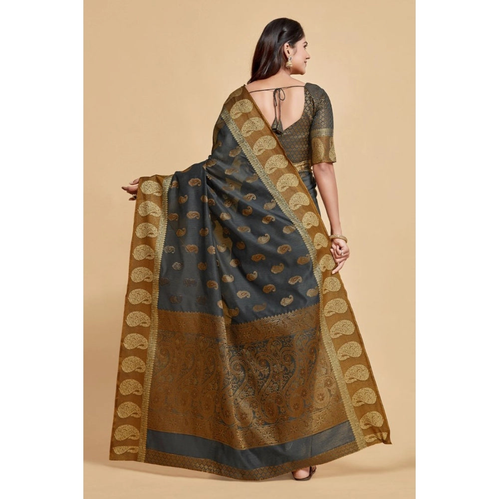   Chanderi Cotton Printed Saree With Unstitched Blouse