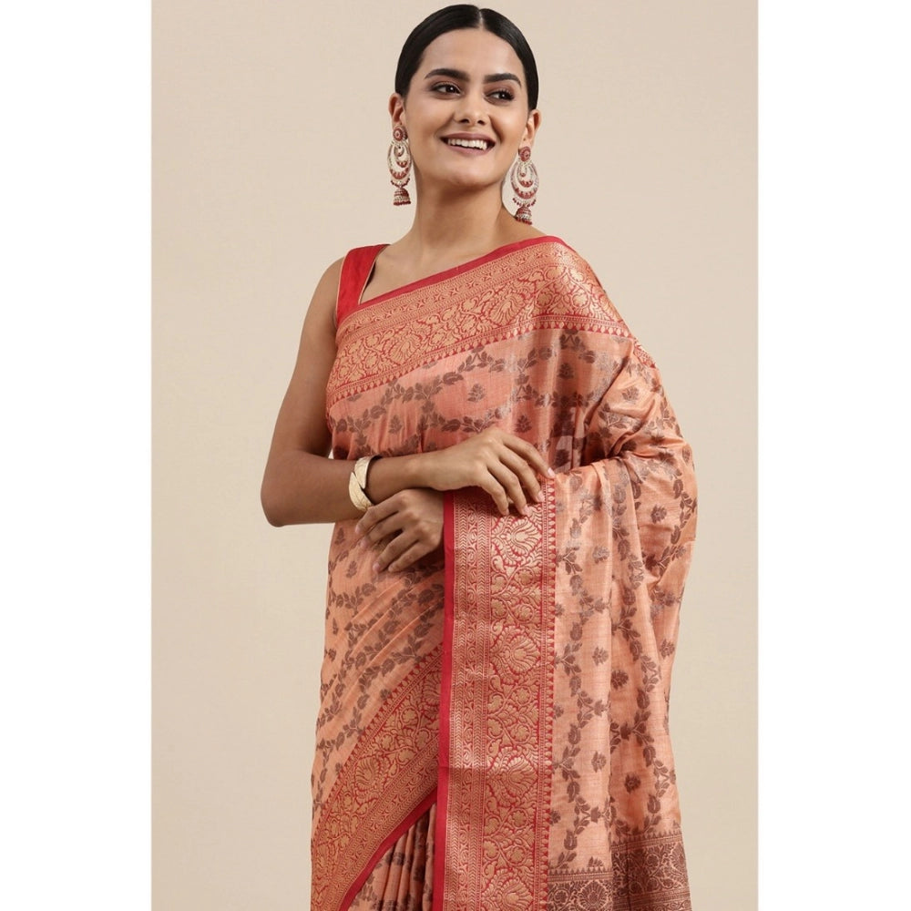   Chanderi Cotton Printed Saree With Unstitched Blouse