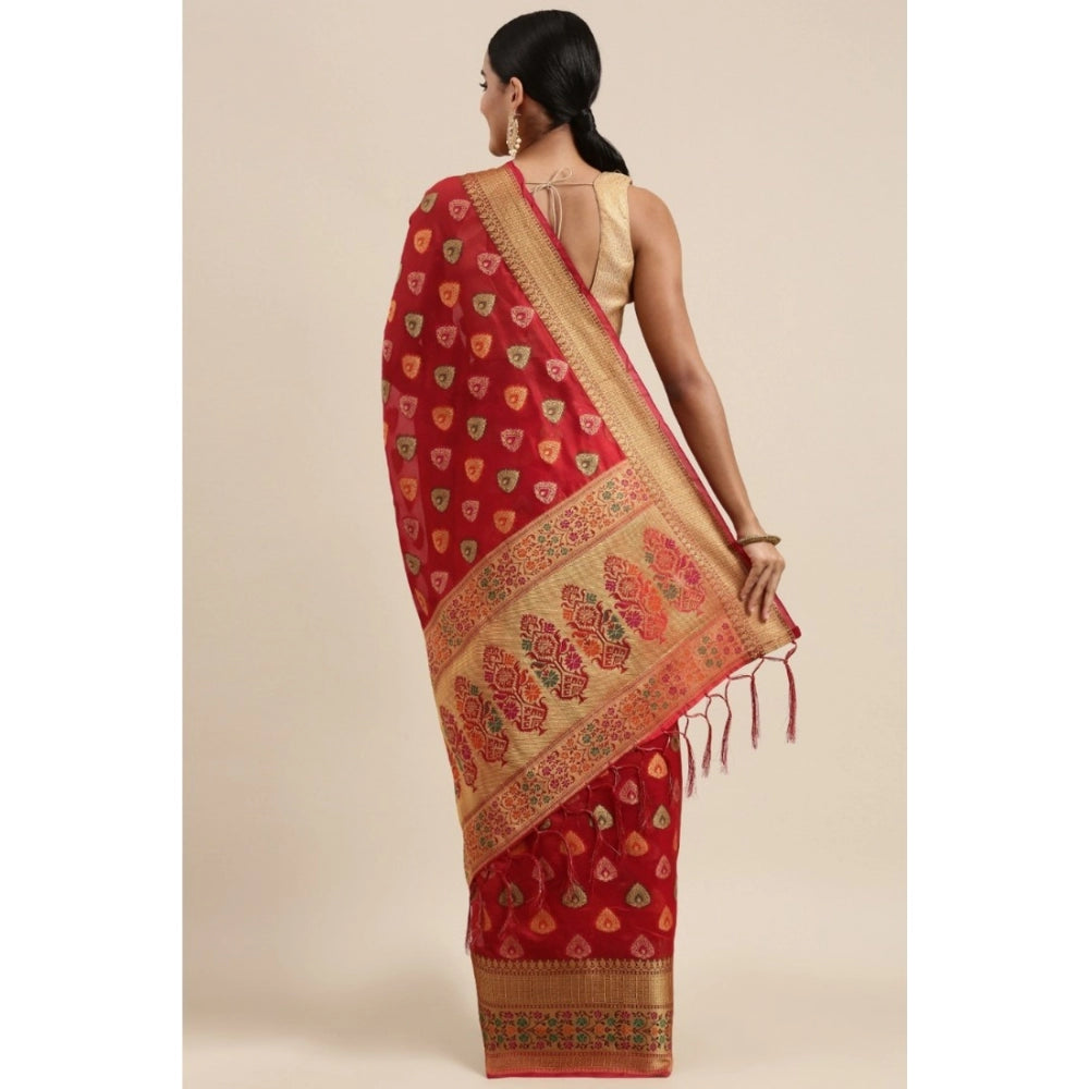   Organza Printed Saree With Unstitched Blouse