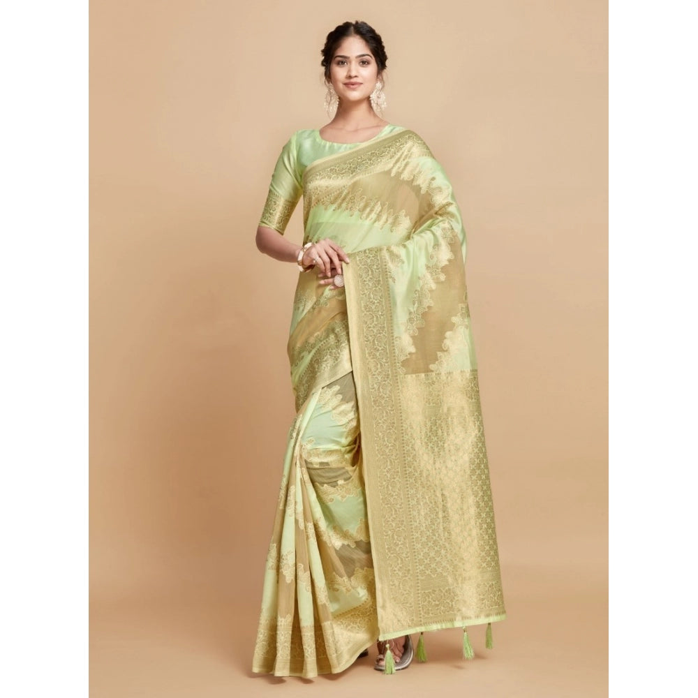   Linen Printed Saree With Unstitched Blouse