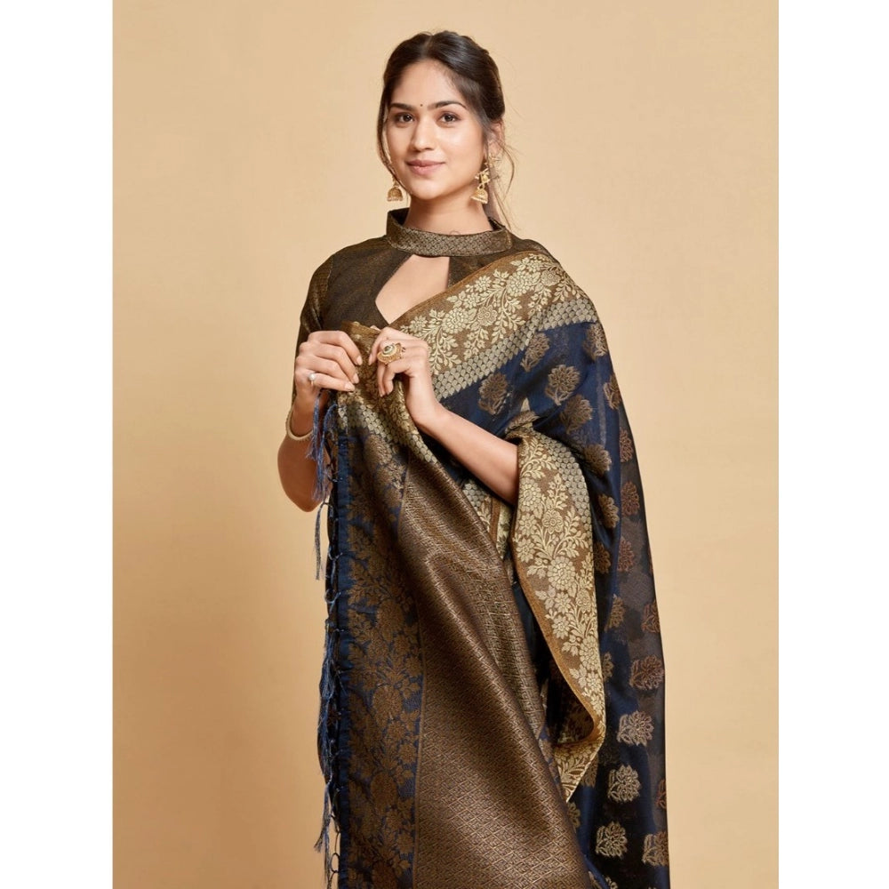   Chanderi Cotton Printed Saree With Unstitched Blouse