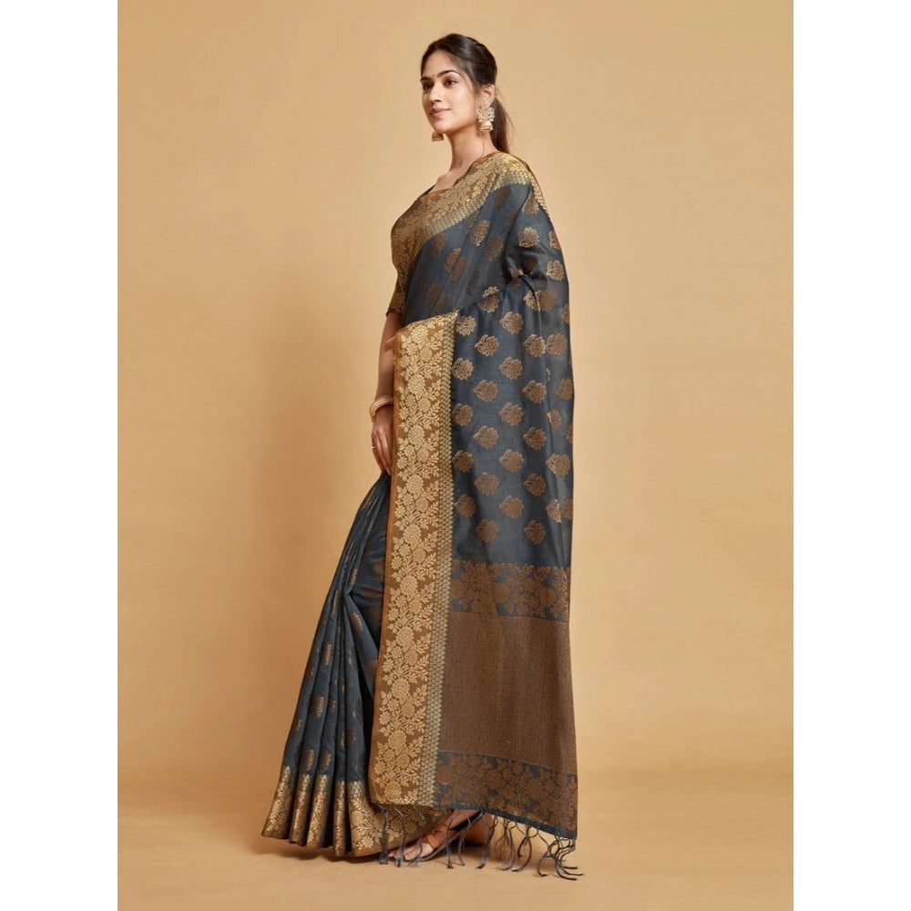   Chanderi Cotton Printed Saree With Unstitched Blouse